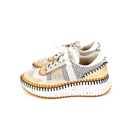 CHLOE Nama Stitch Walking Beige Biscotti Sneakers 38, 7.5 - Picture 5 of 13
